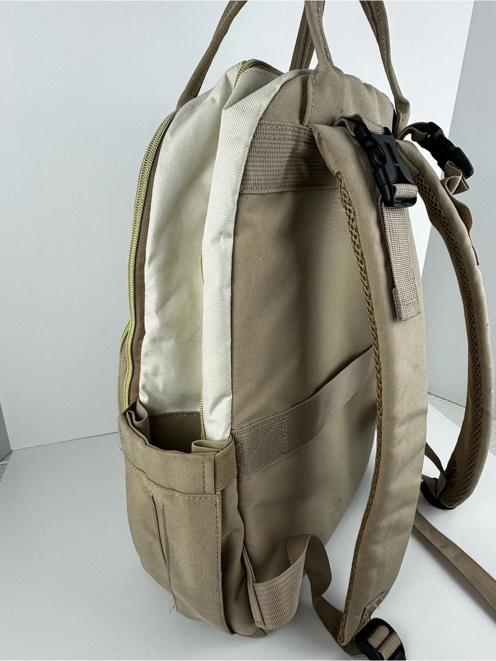 Lovevook Beige and Cream Travel Diaper Backpack